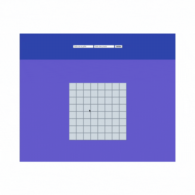 Gif représentant un rendu visuel de la fonctionnalité ajoutée de pouvoir changer la couleur des pixels en gris ou noir